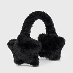 Faux Fur Star Earmuffs - Wild Fable™ Black Star Earmuffs, Preppy Xmas, Fuzzy Earmuffs, Xmas Wishlist, 2024 Wishlist, Concert Fits, Recycled Polyester Fabric, Earmuffs, Black Star