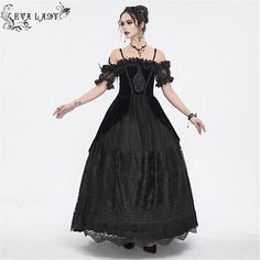 DEVIL FASHION Women Gothic Victorian Steampunk Black Party Lace Long Dresses  | eBay Black Corset Dress For Costume Party, Black Corset Dress For Fall Costume Party, Black Halloween Party Corset Dress, Halloween Party Ruffled Corset Dress, Summer Punk Party Corset Dress, Punk Halloween Dresses For Alternative Fashion, Punk Style Costume Dresses With Ruffles, Spring Gothic Corset Dress For Cosplay, Punk Style Ruffled Costume Dresses