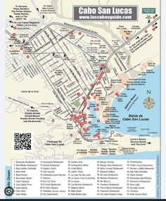 a map of the city of cabo san lucas, with all its streets and parks