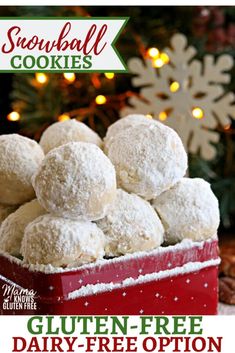 a box of gluten - free dairy - free snowball cookies