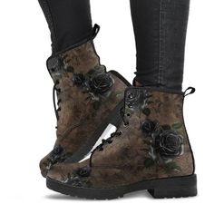 Black Rose Gothic Steampunk Combat Boots REGBR1 - Etsy Dream Asthetic, Steampunk Store, Doc Martens Black, Steampunk Boots, Steampunk Couture, Vegan Leather Boots, Mini Top Hat, Black Roses, Gothic Steampunk