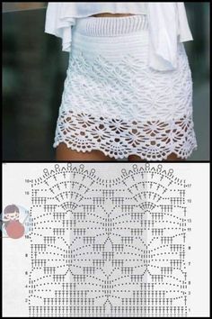 the back of a woman's white skirt with crochet lace on it