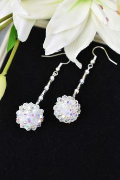 #Beebeecraft White Ball Glass Beaded #Earrings. Wishing you a peaceful day💫 Panda Jewelry, Amazon Home Decor, So Beautiful