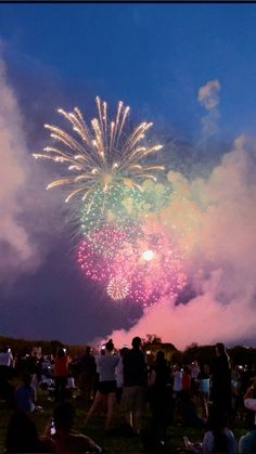 people are watching fireworks in the sky