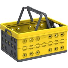 Durasheds Duramax Foldable Basket Yellow Stackable Baskets, Kids Toy Organization, Wooden Patios, Plastic Basket, Collapsible Storage Bins, Basket And Crate, Plastic Baskets, Crate Storage, Open When