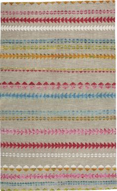 a multicolored rug with stripes on it