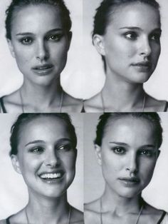 four different pictures of a woman's face