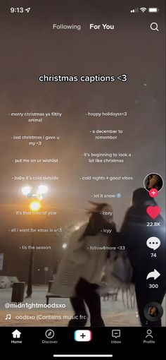 an image of two people dancing in the street at night with text below them that reads christmas captions 3