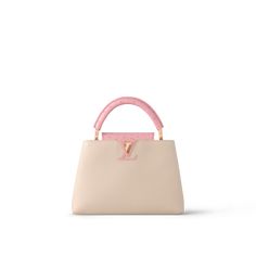 LOUIS VUITTON® - Capucines Bb - Beige Poudre Rose Rose Pink Handbag, Luxury Designer Pink Bag, Pink Bebe Purse, Lv Cappuccino Bag, Lv Pink Flower Bag, Tas Louis Vuitton, Louis Vuitton Capucine, Louis Vuitton Capucines Bb, Simple Monogram