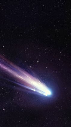 an artist's impression of a comet in the night sky with stars around it