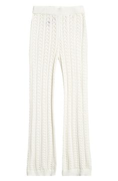 Lounge by the water feeling confident in these open-knit cover-up pants with a ribbed waistband. Sheer 100% Acrilan acrylic Hand wash, dry flat Imported Beach Cover Up Aesthetic, Knit Pants Outfit, Little Top Big Pants, Teenage Fever, Cover Up Pants, White Cover Up, Mesh Pants, Crochet Pants, Beach Vacay