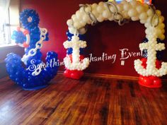 balloons are arranged in the shape of letters and numbers for an american flag themed party