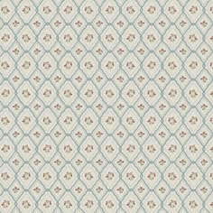 a blue and white wallpaper with flowers on it's side, in an ornate pattern