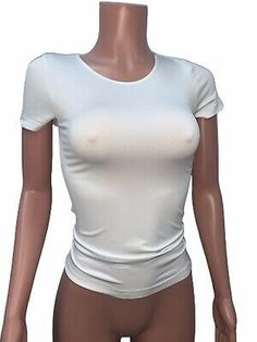 Hot White Seamless Stretchy Fitted Skin Tight Nylon Crewneck Tee T-shirt Top New  | eBay Seamless Clothing, Dinner Wear, Seamless Top, Bad Habit, Fitted Top, Casual Chic Outfit, Street Wear Urban, Cute Summer Outfits, Lingerie Fashion