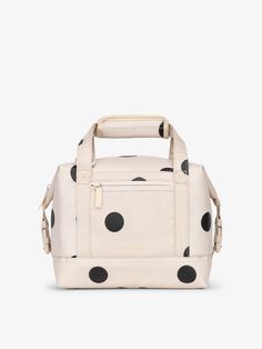 Polka dot printed 8L insulated cooler bag with multiple exterior pockets and water-resistant lining by CALPAK; ISCS2401-POLKA-DOT Functional White Lunch Bag For Travel, Lunch Cooler, Quick Snack, Lunch Bags, Sports Mom, Cooler Bag, Handbag Shoes, Refreshing Drinks, Clean Water