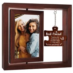 a wooden frame with a couple holding each other and the words best friend on it