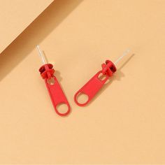 Brand New Retro Red Zipper Stud Earrings. These Are About 2.5 Cm In Height And 0.7 Cm In Width. Price Is Firm Zipper Earrings, Initial Jewelry Necklace, Travel Birthday, Birthday Festival, Piercing Ring, New Retro, Initial Jewelry, Waist Chain, Gold Plated Bracelets