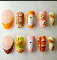 Food Nail Art, Fall Thanksgiving Nails, Bella Nails, Food Nails, Purple Acrylic Nails, Pumpkin Nails, Cute Nails For Fall, October Nails, Classy Acrylic Nails