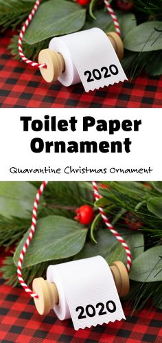 toilet paper ornament on a table with holly leaves