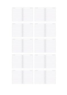 the white spiral bound notebooks are lined up in rows and have lines on each side