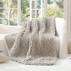 PRICES MAY VARY. Soft throw blanket: Our chunky knit blanket has the same appearance and soft touch as the chenille blanket. More importantly, this fabric drapes more luxuriously- it's lush, thick and tight! Our chunky blanket is the a great fashion-conscious choice for keeping warm in winter Multiple usage: Wrap yourself in our luxury hand knitted throw blankets while enjoying chill movies and lazy holidays. This chunky knit throw blanket is WOW just great! for relaxing at home, taking a nap, w Winter Throw Blankets, Living Room Throw Blanket, Knit Crochet Blanket, Cable Knit Crochet, Winter Throw Blanket, Hand Knitted Throws, Knitted Throw Blanket, Cable Knit Blankets, Crochet Knit Blanket