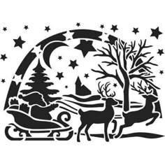 a christmas scene with santa sleigh and reindeer