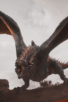 a large dragon flying through the air with it's wings spread out and its mouth open