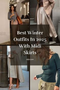 Winter Midi Skirt Outfit, 2025 Fashion Trends, Denim Midi Skirt Outfit, Outfits For Short Women, Fashionista Outfits, Woman Tips, Midi Skirts Style, Winter Wedding Outfits