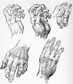 several hands are shown in this drawing