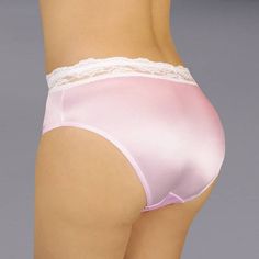 A dream panty for both comfort and style. Stretch satin with a band of stretch lace at the top. Luxurious stretch satin panty accented with fabulous band stretch lace at the top hem. Designed to fit the AMAB body correctly. Improved fit with more room in the front and a more tapered design in the rear. the colors now Feminine Pink Satin Bottoms, Pink Stretch Satin Bottoms, Feminine Satin Bottoms, Feminine Fitted Bottoms With Contrast Lace, Feminine Fitted Satin Bottoms, Fitted Pink Bottoms With Lace Trim, Fitted Bottoms With Lace Trim And High-cut Leg, Stretch Satin Finish Brief Bottoms, Feminine Fitted Bottoms With High-cut Leg