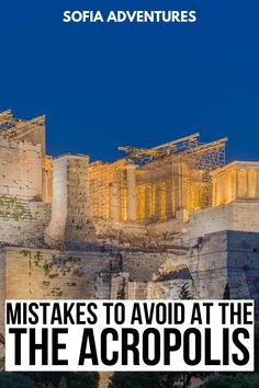 the acrobats in front of an ancient building with text overlaying it