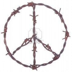 a peace sign made out of barbed wire on a white background stock photo, images and royalty photos