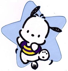 a drawing of a cartoon character holding a stuffed animal in his arms and sitting on top of a star