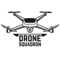 a black and white logo with the words drone squadron on it