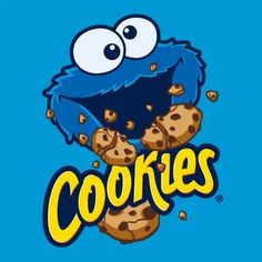 the cookie monster is eating cookies with his eyes wide open