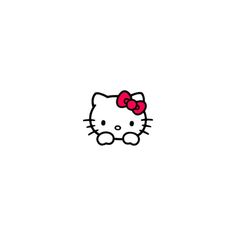 a hello kitty wallpaper with a red bow on it's head and eyes