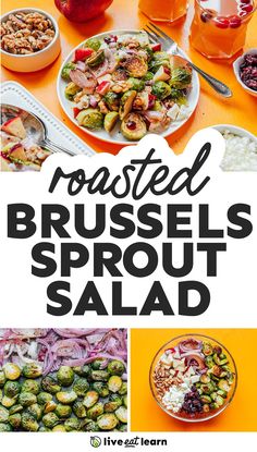 roasted brussel sprout salad with text overlay