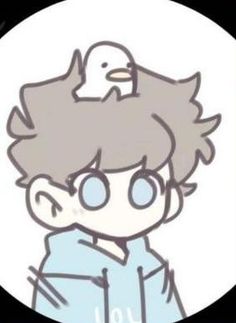 a drawing of a boy with a bird on his shoulder