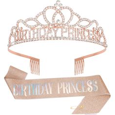 PRICES MAY VARY. Perfect birthday decorations set: rose gold birthday princess sash + rhinestone tiara gifts set, can be applied to various themed birthday parties, such as princess themed parties. You are the brightest star at the birthday party. Birthday Princess Crown. It is a dazzling and beautiful tiara for women girls. With the shiny, attractive, beautiful rhinestones paved on the crown, your feeling like a princess when wearing it. It's not light weight or flimsy and it's shines beautiful Crown Birthday, Birthday Tiara, Birthday Sash, Birthday Accessories, Princess Theme Party, Girls Crown, Beautiful Tiaras, Birthday Princess