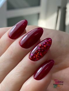 Raspberry Red Nails, Red Glitter French Nails, Nude Nail Polish For Dark Skin, Glitter French Nails, Multicolored Nails