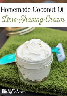 Homemade shaving cream to promote making homemade beauty products Diy Shaving Cream, Homemade Shaving Cream, Homemade Scrubs, Homemade Lotions, Homemade Coconut Oil, Homemade Bath, Shave Cream, Homemade Beauty, Homemade Bath Products