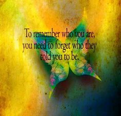 a colorful butterfly with the words to remember who you are, you need to forget who they told you to be