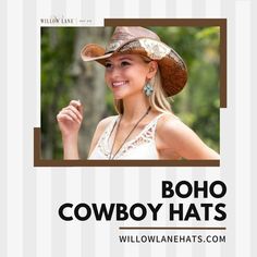 Boho Cowboy Hats | Bohemian mainstream fashion (Boho-Chic) draws from hippy styles with a strong influence from the late 60’s. Gypsy girls, folk style, and salty sun drenched hair. Perfect festival hats for the free thinking girl who doesn’t care for fashion but still wants to look good. Explore boho hat outfit, boho hats for women, boho hat outfit summer, black boho hat, boho hat fall, boho hat wedding, boho hat winter, boho hat hairstyles, mens boho hat, crochet boho hat, & more. Festival Hats, Hairstyles Mens, Boho Hats, Hats Ideas, Trending Hats