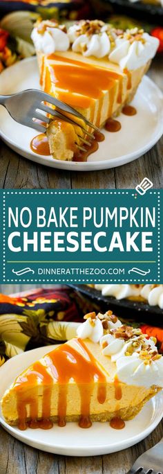 no bake pumpkin cheesecake on a white plate