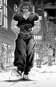 an anime character is walking down the street with his hands in his pockets and one hand out