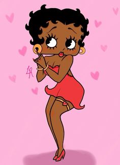 Jessica Rabbit Black Woman, Pink Betty Boop Wallpaper, Black Betty Boop Pfp, Brown Betty Boop, Betty Boop Pose, Betty Boop Scorpio, Black Betty Boop Costume, Betty Boop Black Woman, Betty Boop Haircut