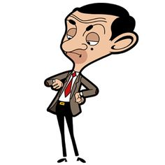 a cartoon man in a suit and tie pointing his finger to the side with an angry look on his face