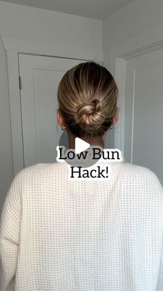 Lainey Ostrom on Instagram: "Low bun hack! I posted this low bun a few days ago but this time, I wanted to add a braid to it! What do we think? Comment below! ⬇️" Low Bun With Short Hair Tutorial, Low Bun Short Hair, Short Hair Bun Tutorial, Low Bun Hack, Hair Braid Bun Tutorial, Low Bun Tutorials, Bun Hack, Cute Bun Hairstyles, Easy Updos For Long Hair