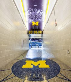 the entrance to michigan university's football stadium