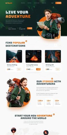 Website design Wordpress Landing Page Design, Travel Website Landing Page, Landing Page Website Design, Adventure Website Design, Website Landing Page Design Inspiration, Landing Page Design Inspiration Layout, Landing Pages Design, Web Page Design Ideas